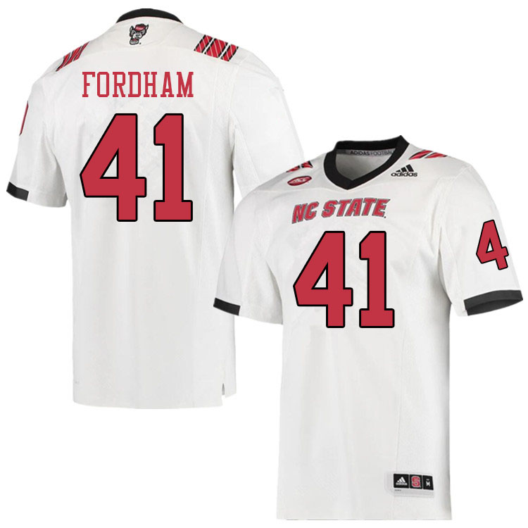 Men #41 Caden Fordham NC State Wolfpack College Football Jerseys Sale-White - Click Image to Close